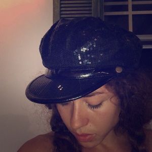 Sequin newsboy cap